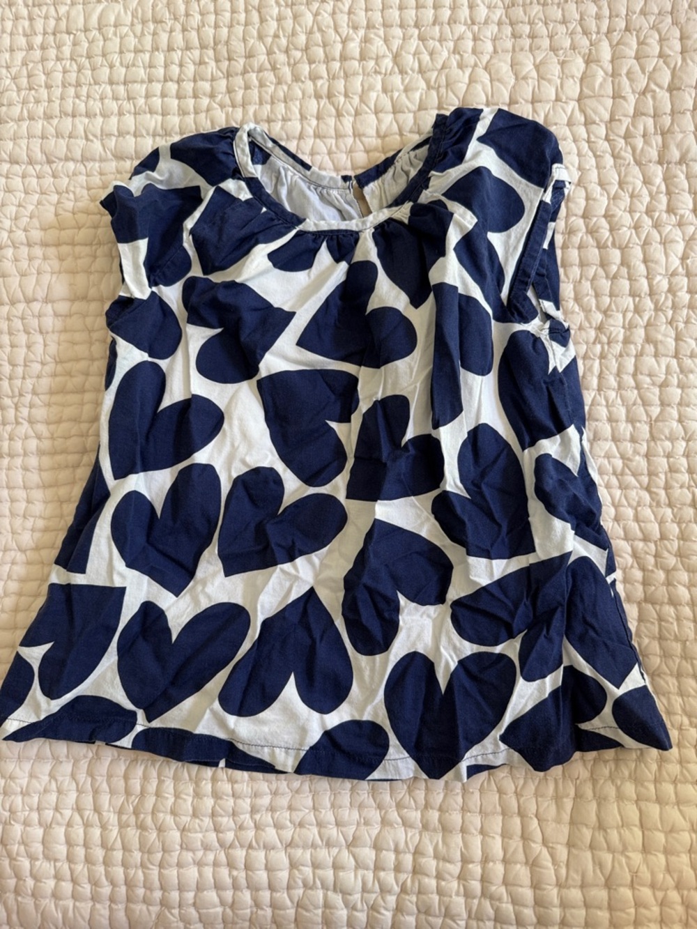 Primary Navy and White Heart Print Sleeveless Top